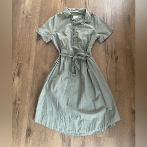 Isaac Mizrahi for Target Women's Dress Belted Green 100% Cotton size 12